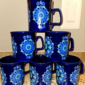 Set of 6 -  1960's or 70's Stafordshire Potteries of England retro coffee mugs.